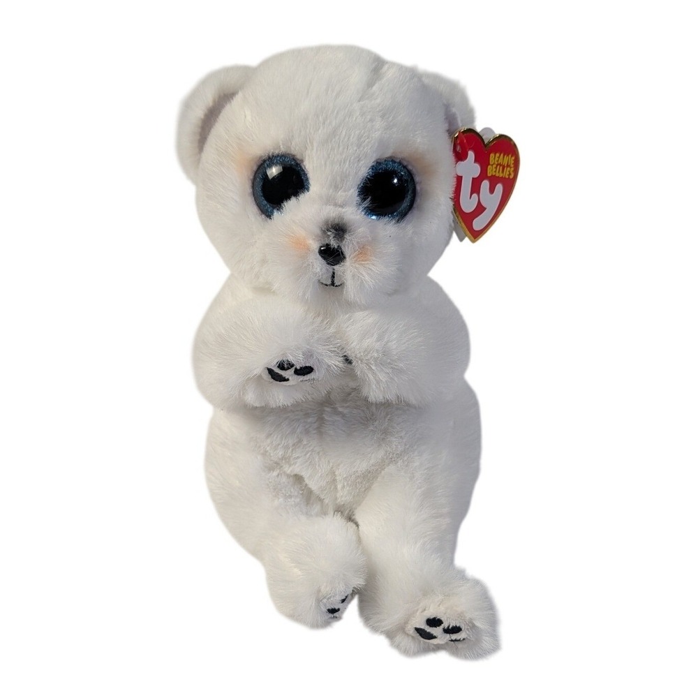 Ty Beanie Bellies Wuzzy Polar Bear White Plush Blue Glitter Eyes NEW